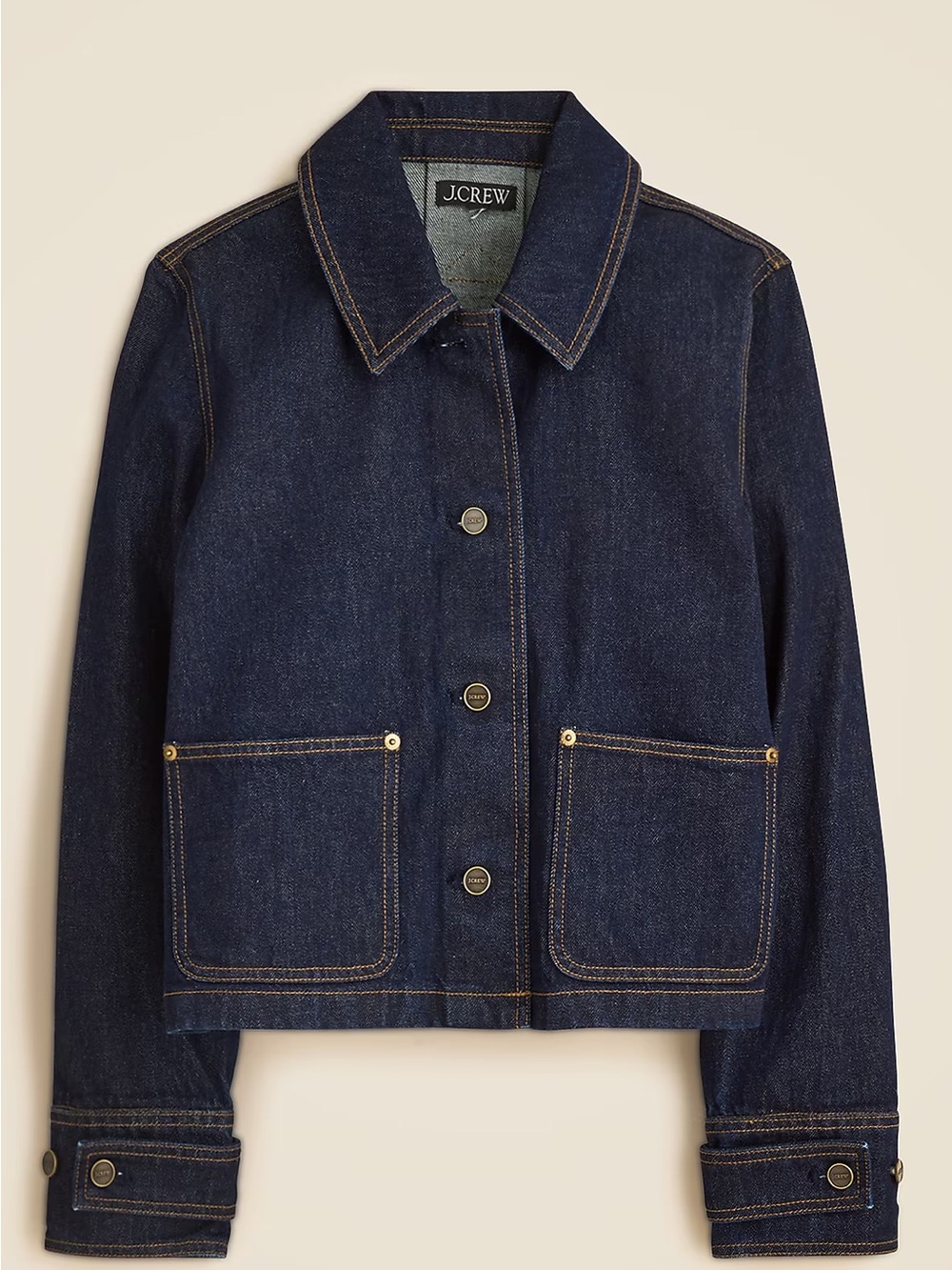 J. Crew Denim Barn Jacket Cropped in Denim Rinse Women's Size Large - Picture 1 of 14